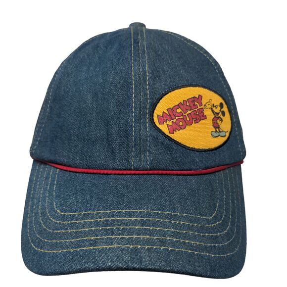 Disney Boy's Strapback Hat Blue Size OS Embroidered Mickey Mouse Logo Denim - Picture 1 of 9